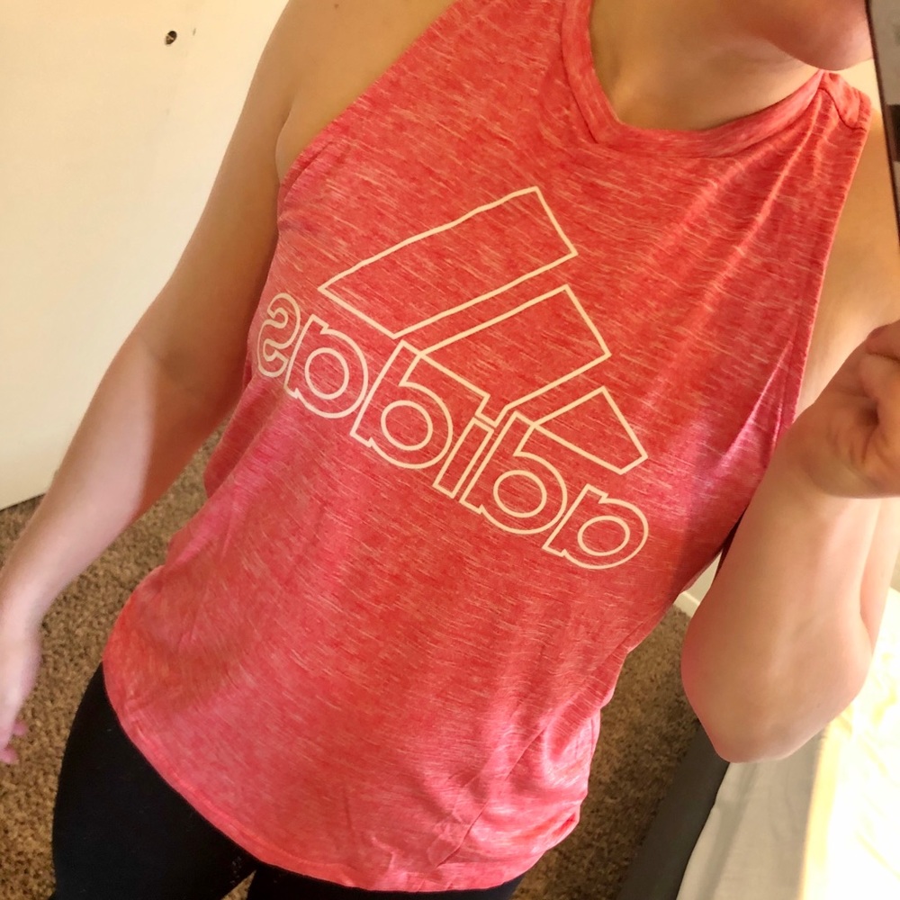 Small Pink / Coral Adidas Racerback Tank Top